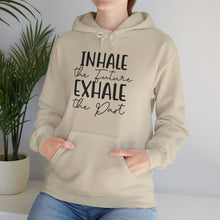 Inhale The Future Exhale The Past hooded sweatshirt features a classic