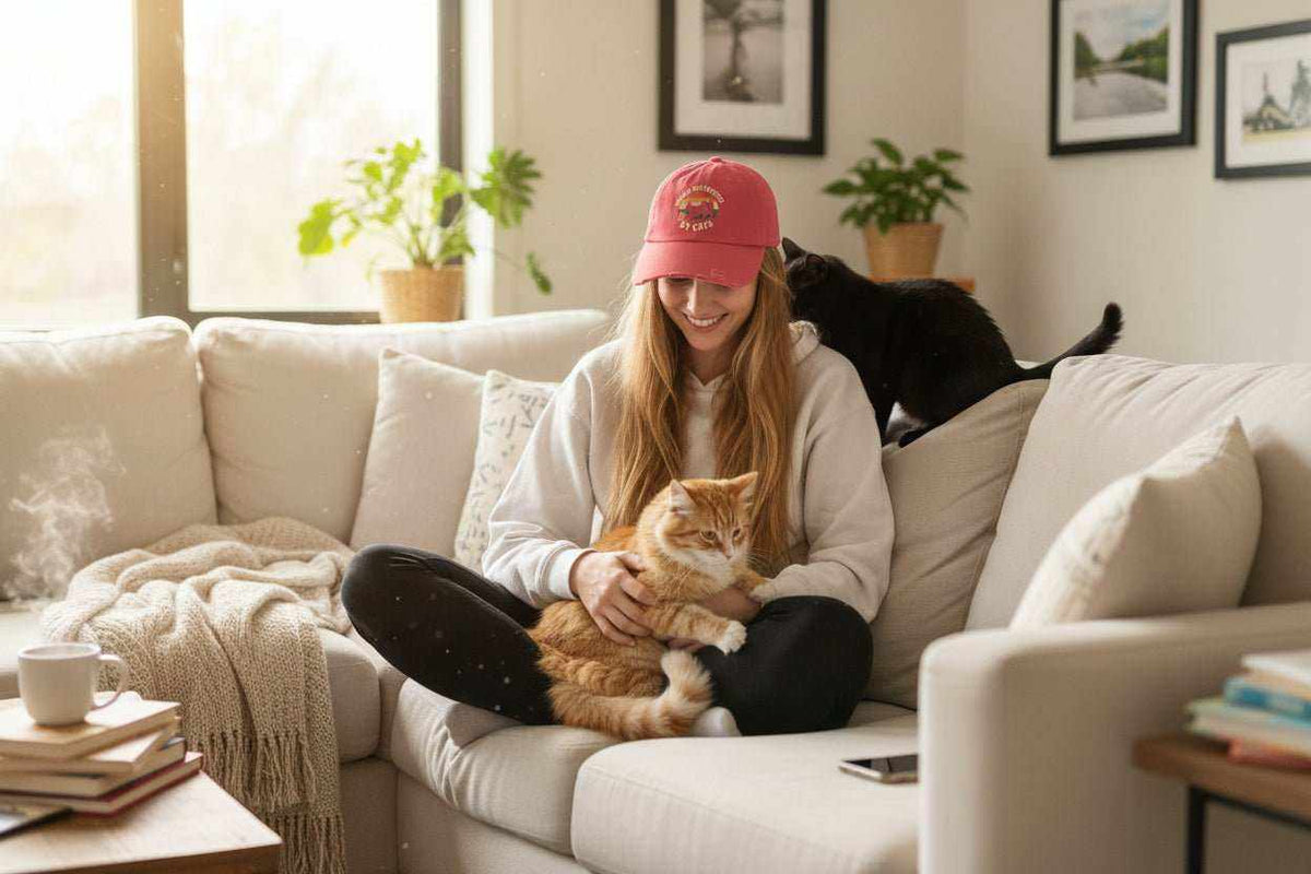 Easily Distracted By Cats Hat – Funny Cat Lover Distressed Baseball Cap - WJMAPPAREL.COM