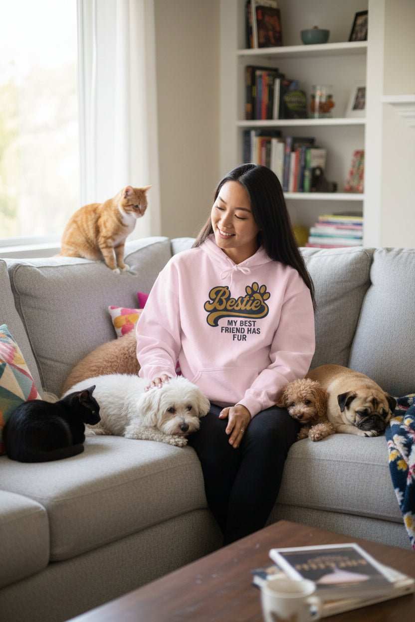 Bestie Fur Friend Dog Mom Hoodie – Cozy Dog Lover Sweatshirt Gift - WJMAPPAREL.COM