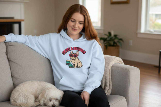 Skate & Snuggle Hoodie – Cute Skater Sweatshirt Gift - WJMAPPAREL.COM
