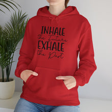 Inhale The Future Exhale The Past hooded sweatshirt features a classic