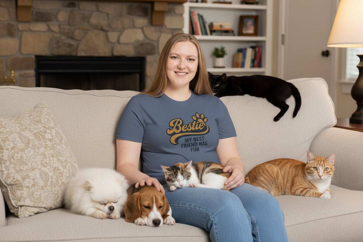 Bestie Fur Friend Cat Mom T-Shirt – Cute Cat Lover Gift - WJMAPPAREL.COM