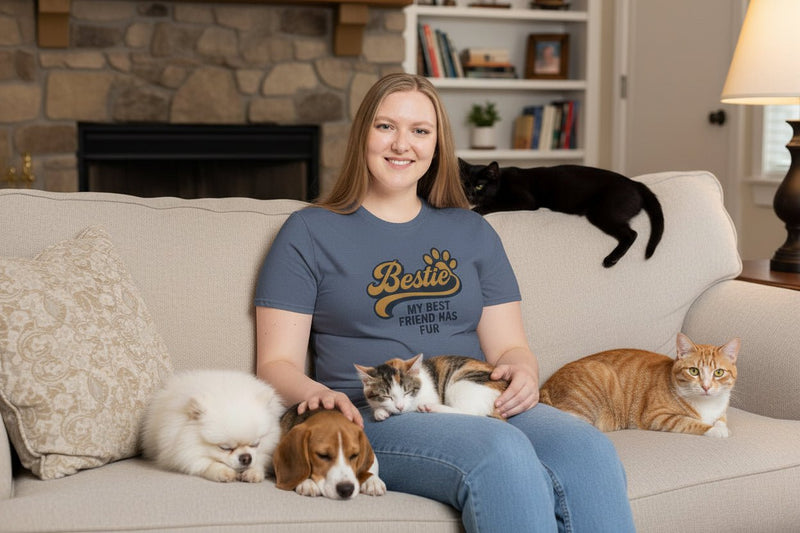 Bestie Fur Friend Cat Mom T-Shirt – Cute Cat Lover Gift - WJMAPPAREL.COM