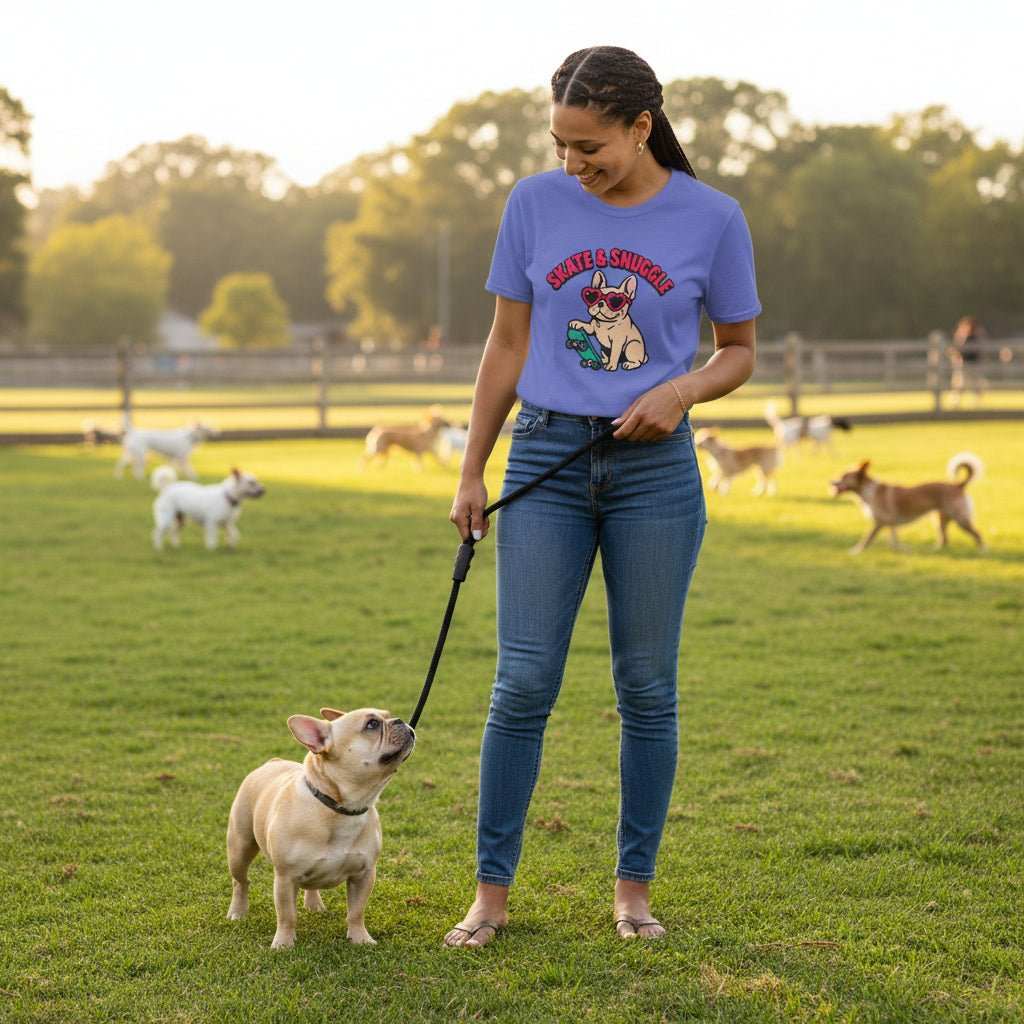 Cute Dog Lover Shirt – Skate and Snuggle Pup T-Shirt for Dog Moms & Skater Girls - WJMAPPAREL.COM