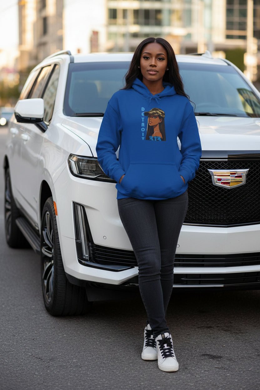 Detroit 313 Hoodie — Urban Femme Portrait Sweatshirt - WJMAPPAREL.COM