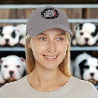 Bulldog Hat with Leather Patch – Dog Lover Adjustable Cap Gift - WJMAPPAREL.COM