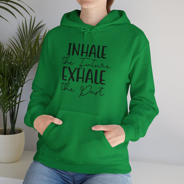 Inhale The Future Exhale The Past hooded sweatshirt features a classic