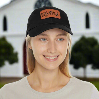 Blessed Hat with Leather Patch – Inspirational Adjustable Dad Cap Gift - WJMAPPAREL.COM