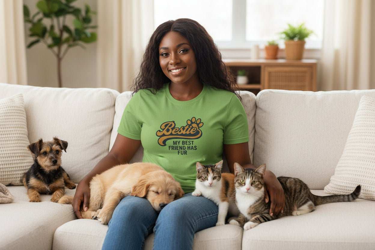 Bestie Fur Friend Cat Mom T-Shirt – Cute Cat Lover Gift - WJMAPPAREL.COM