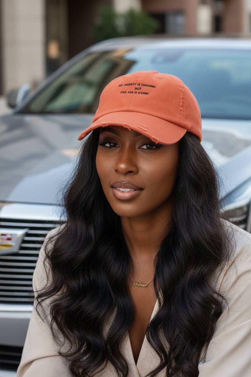Funny Anxiety Cap for Confident Women – My Anxiety Is Chronic But This Ass Is Iconic Graphic Cap - WJMAPPAREL.COM