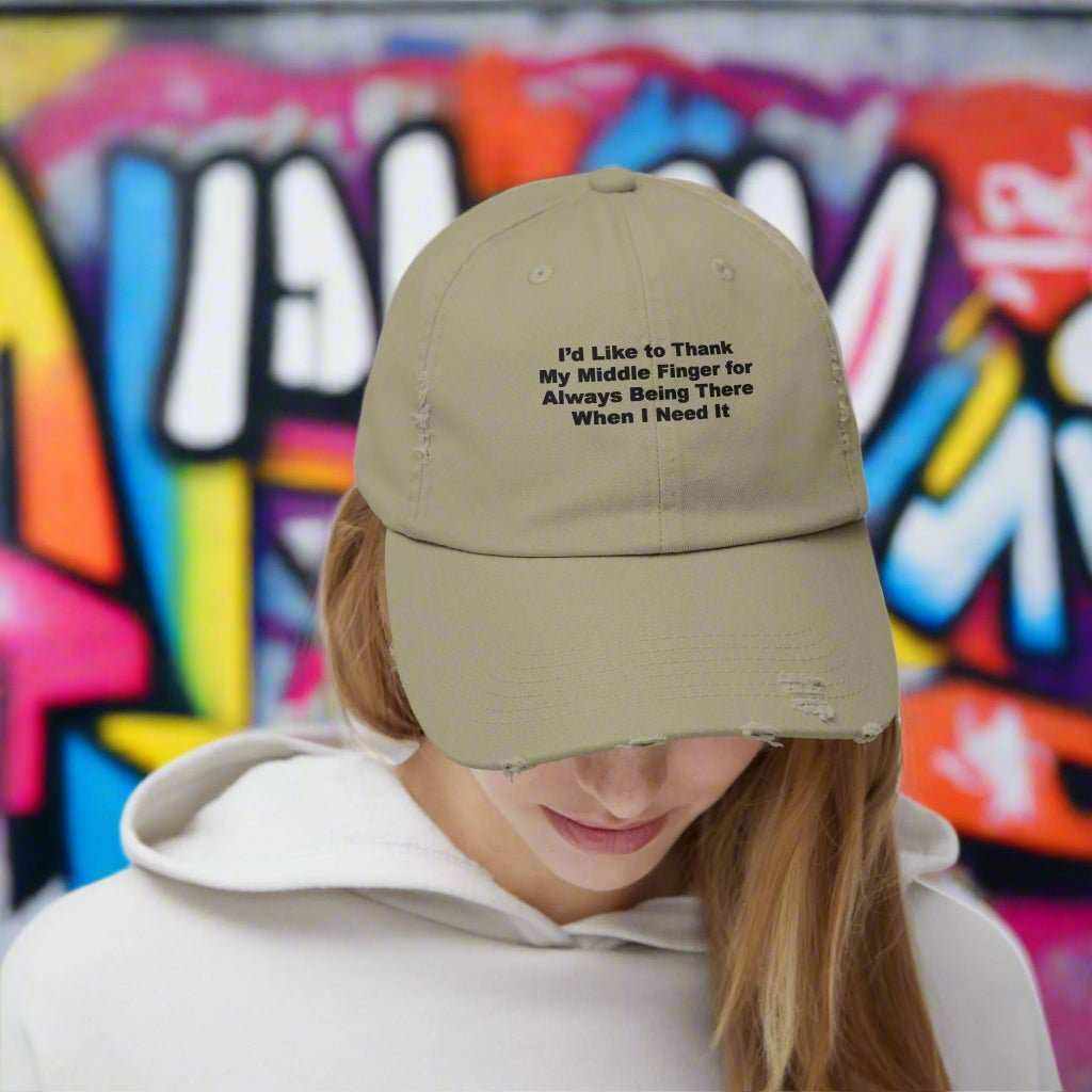 Middle Finger “Being There” Hat – Sarcastic Funny Dad Cap Gift - WJMAPPAREL.COM