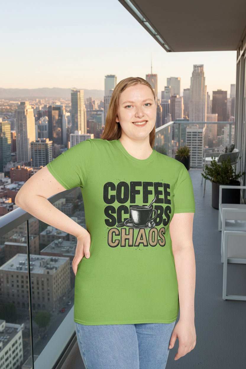 Funny Nurse T-Shirt – “Coffee Scrubs Chaos” Gift for Nurses Birthday or Christmas - WJMAPPAREL.COM