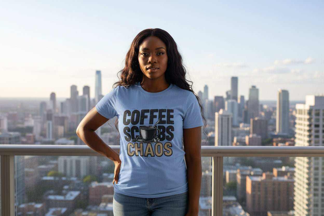 Funny Nurse T-Shirt – “Coffee Scrubs Chaos” Gift for Nurses Birthday or Christmas - WJMAPPAREL.COM