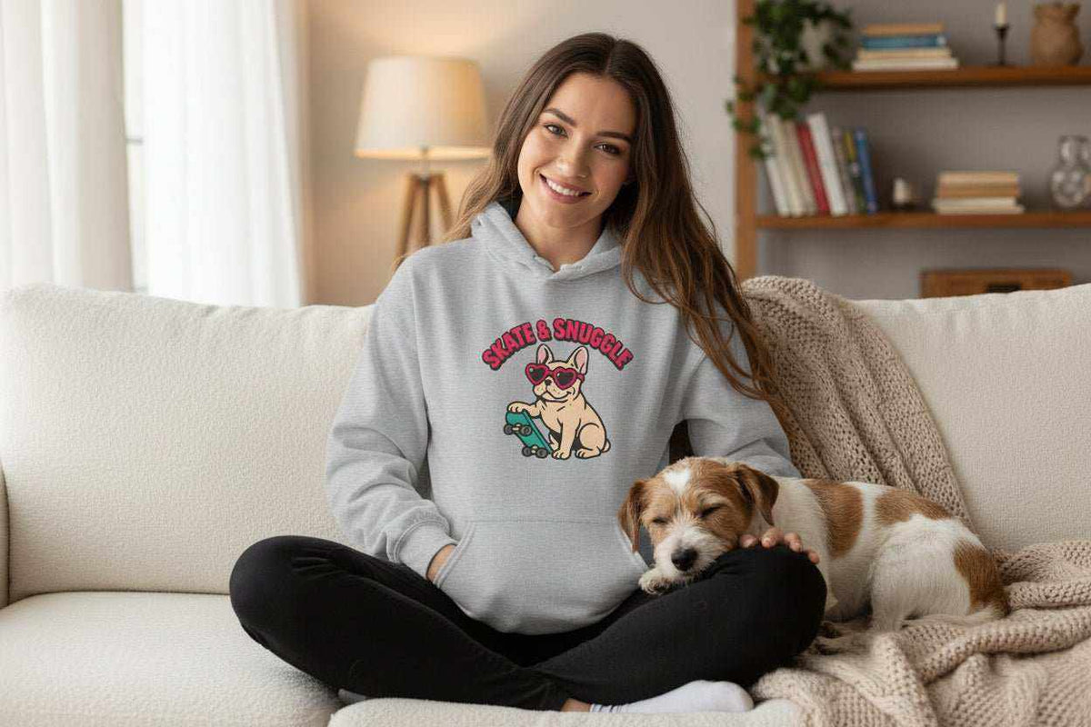 Skate & Snuggle Hoodie – Cute Skater Sweatshirt Gift - WJMAPPAREL.COM