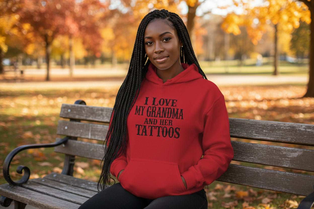 Funny Grandma Hoodie – “Love Grandma And Her Tattoos” Cozy Gift for Grandmother Mother’s Day or Birthday - WJMAPPAREL.COM