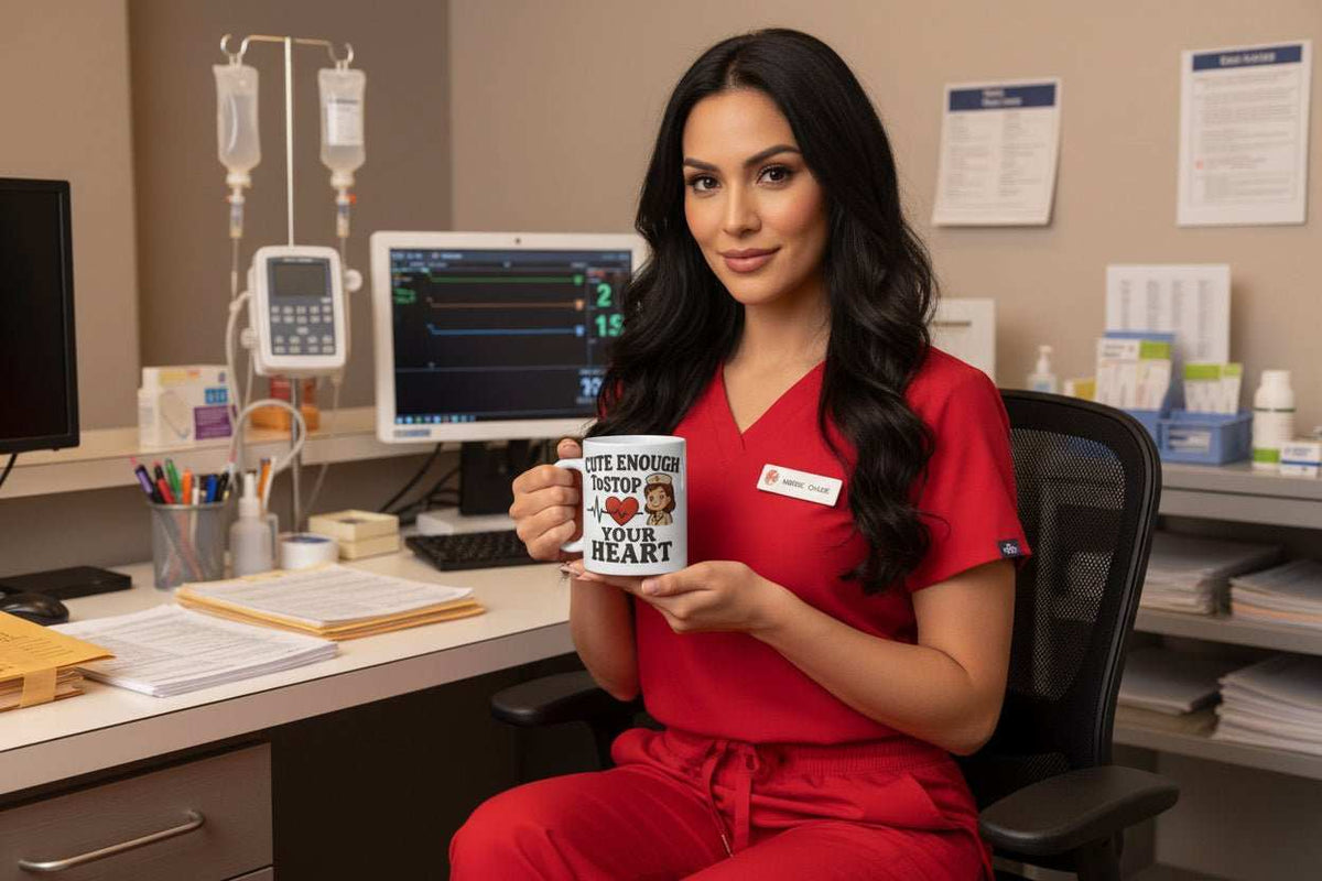 Funny Nurse Coffee Mug – “Cute Enough To Stop Heart” 11oz Ceramic Gift for Nurses Birthday or Graduation - WJMAPPAREL.COM