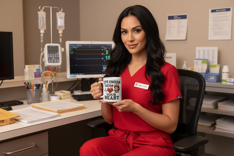 Funny Nurse Coffee Mug – “Cute Enough To Stop Heart” 11oz Ceramic Gift for Nurses Birthday or Graduation - WJMAPPAREL.COM