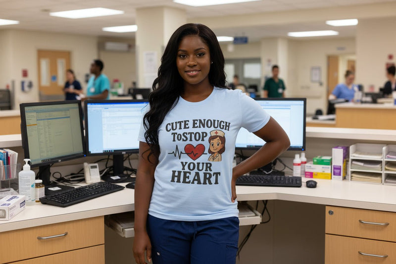 Funny Nurse T-Shirt – “Cute Enough To Stop Heart” Gift for Nurses or Girlfriend - WJMAPPAREL.COM