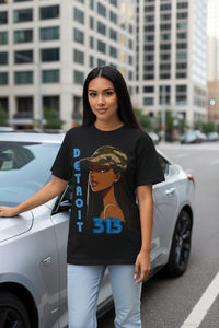 Detroit 313 Tee — Girl in Camo Cap Graphic T-Shirt - WJMAPPAREL.COM