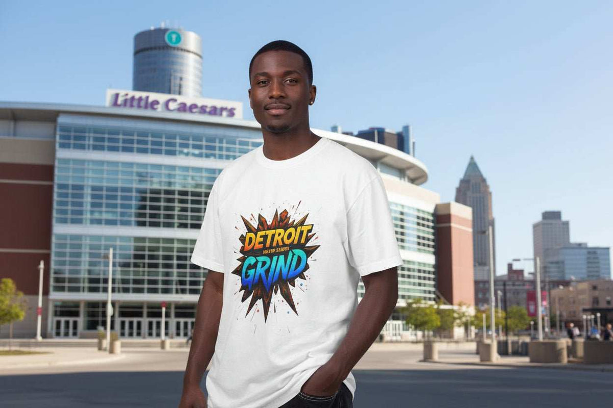 Detroit Grind Graphic T-Shirt – Motivational Hustle Tee Gift for Detroit Fans - WJMAPPAREL.COM