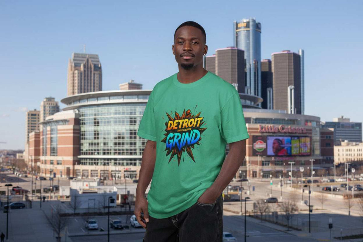 Detroit Grind Graphic T-Shirt – Motivational Hustle Tee Gift for Detroit Fans - WJMAPPAREL.COM