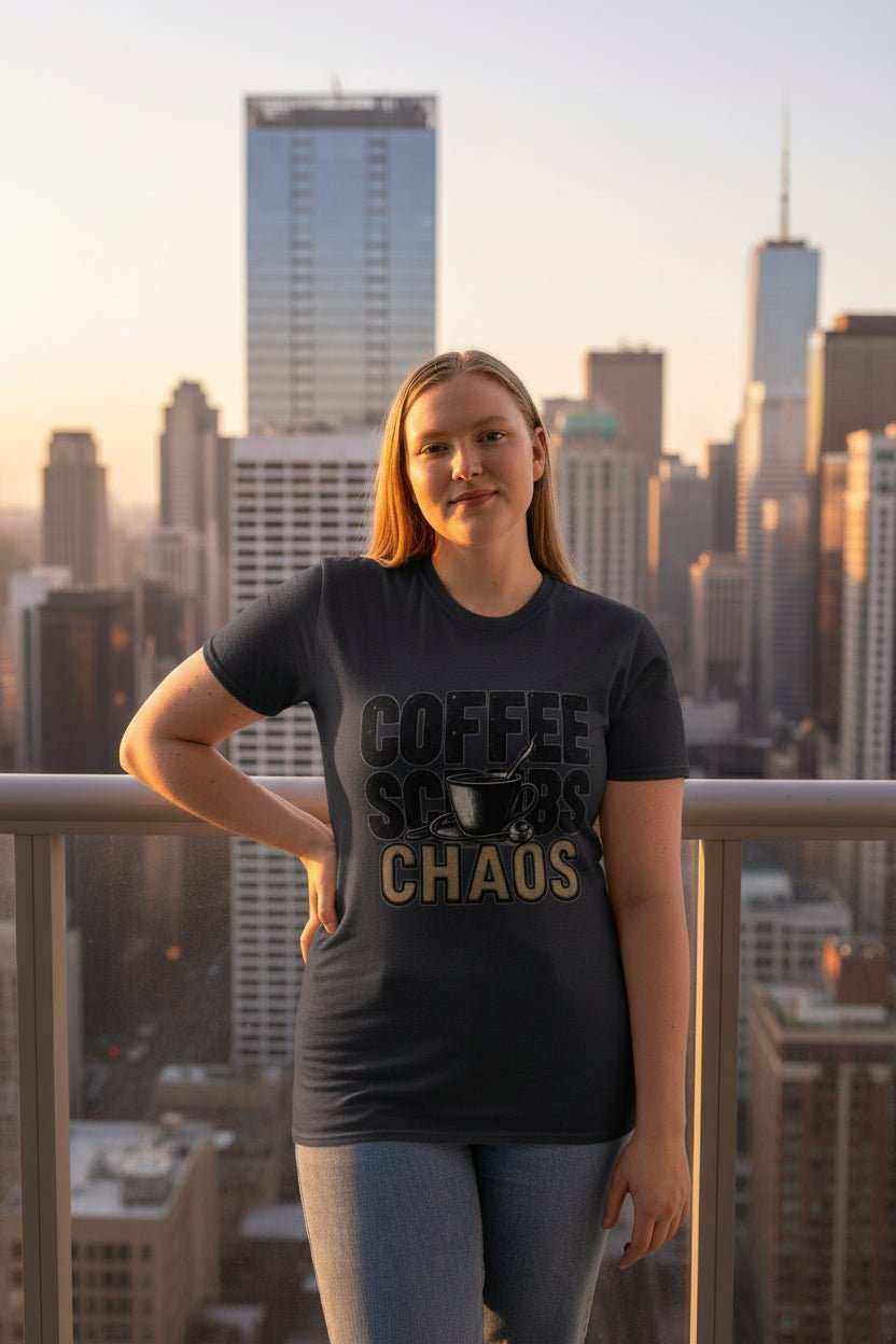 Funny Nurse T-Shirt – “Coffee Scrubs Chaos” Gift for Nurses Birthday or Christmas - WJMAPPAREL.COM