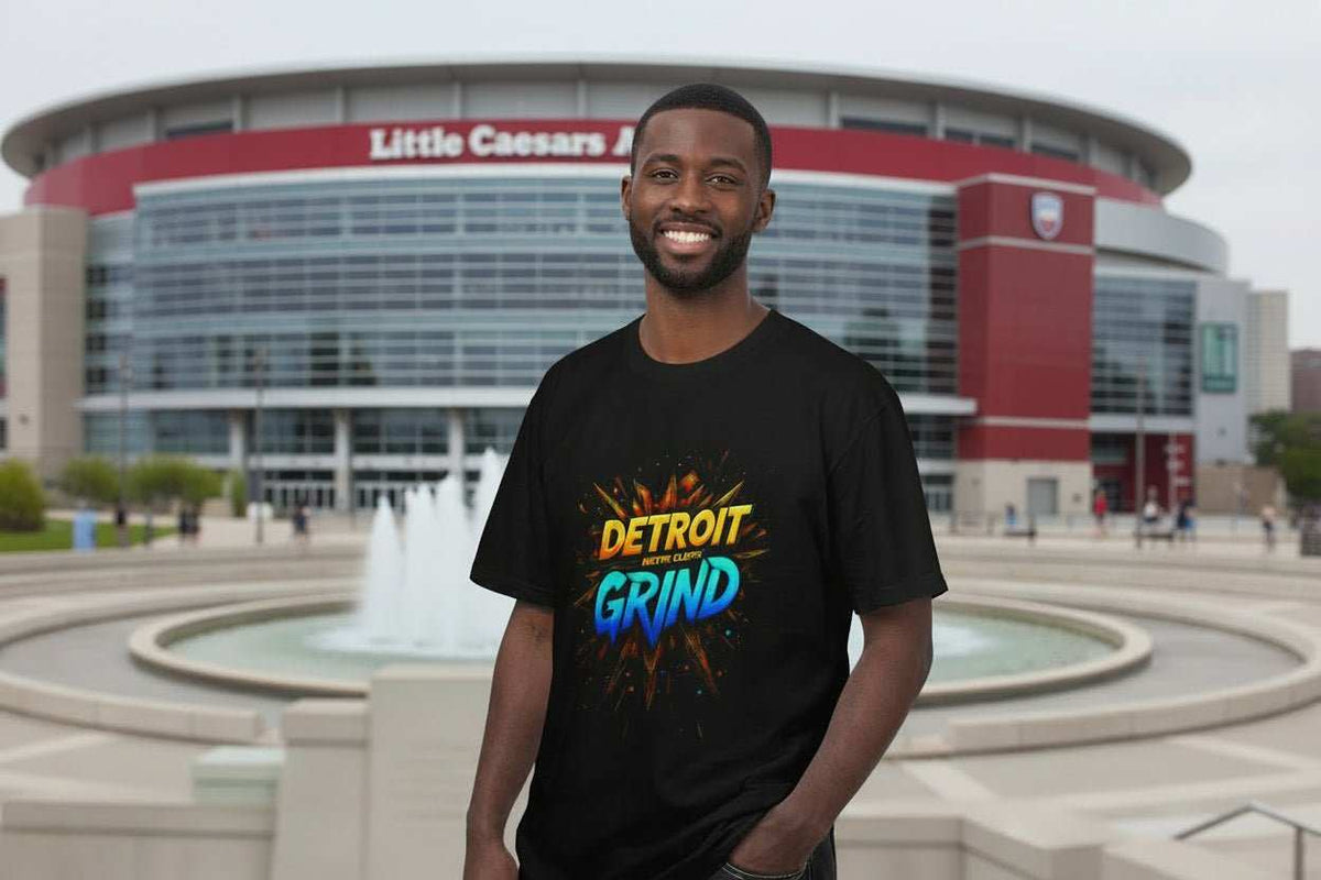 Detroit Grind Graphic T-Shirt – Motivational Hustle Tee Gift for Detroit Fans - WJMAPPAREL.COM