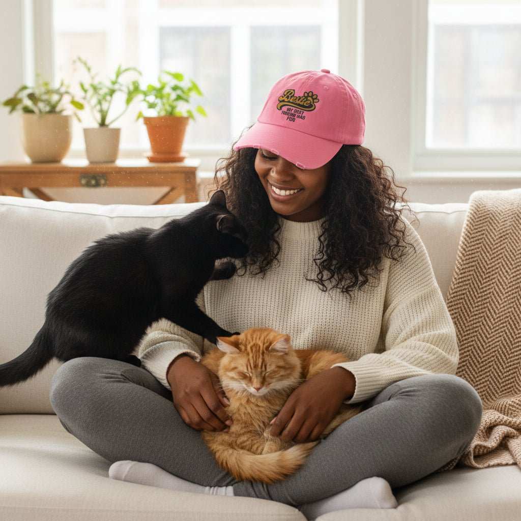 Bestie Fur Friend Dog Mom Hat – Funny Dog Lover Distressed Baseball Cap - WJMAPPAREL.COM