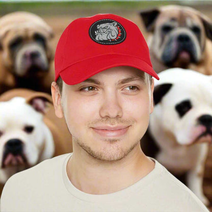 Bulldog Hat with Leather Patch – Dog Lover Adjustable Cap Gift - WJMAPPAREL.COM