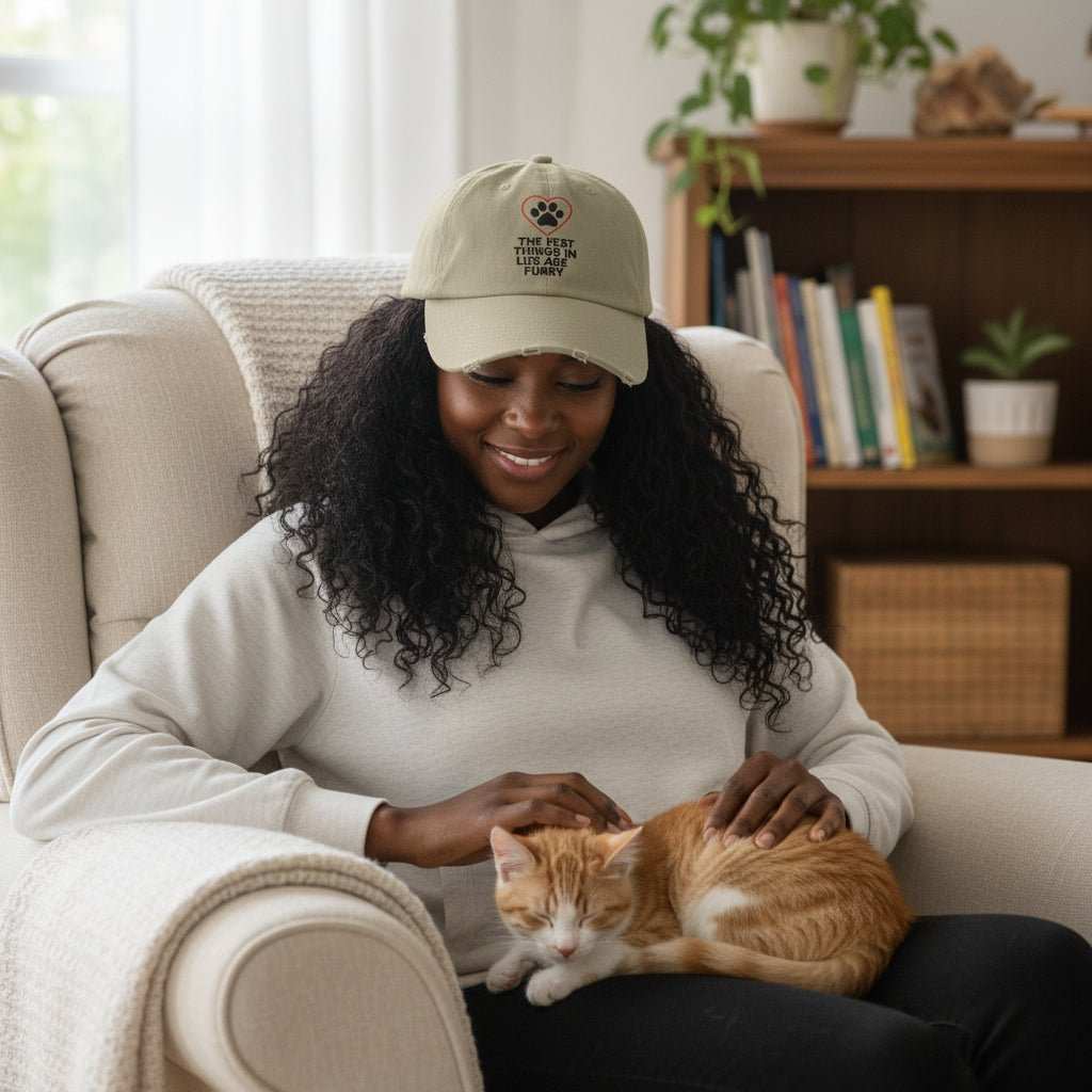 Best Things in Life Are Furry Hat – Dog & Cat Lover Distressed Baseball Cap Gift - WJMAPPAREL.COM