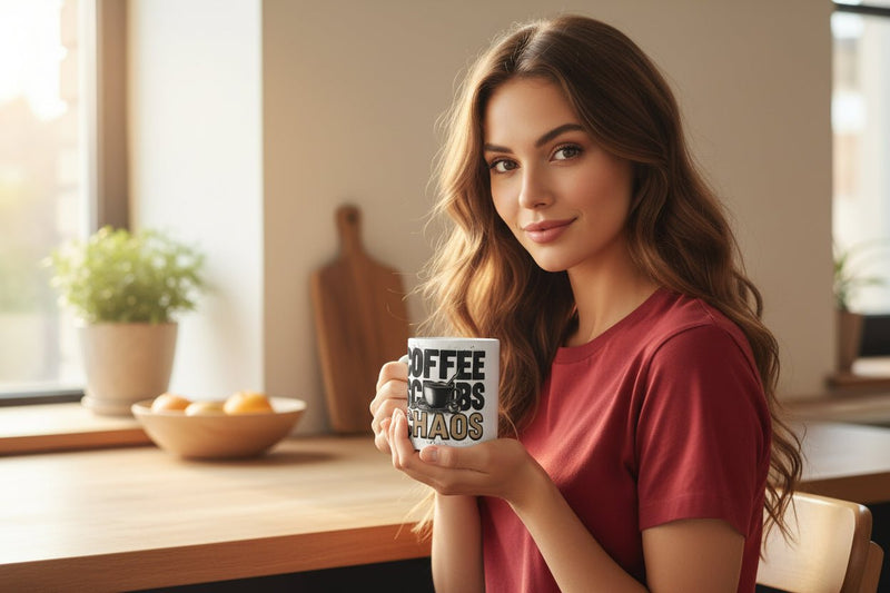 Funny Nurse Coffee Mug – “Coffee Scrubs Chaos” 11oz Ceramic Gift for Healthcare Workers - WJMAPPAREL.COM