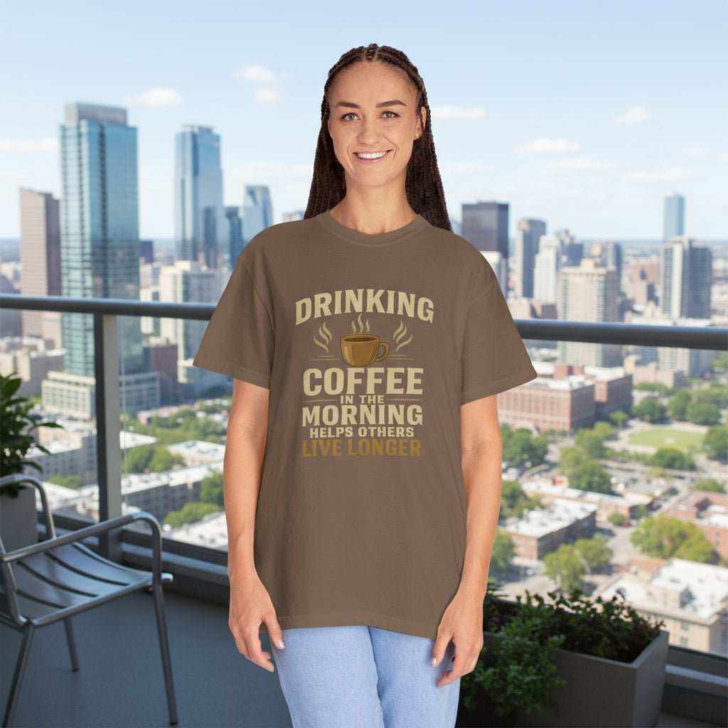 Drinking Coffee Helps Others Live Longer T-Shirt – Funny Coffee Lover Gift Tee - WJMAPPAREL.COM