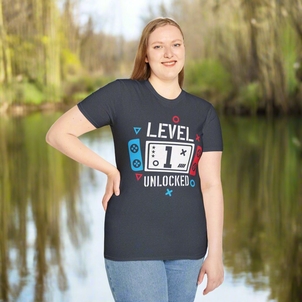 Level 1 Unlocked t-shirt helps you experience the perfect blend of sty