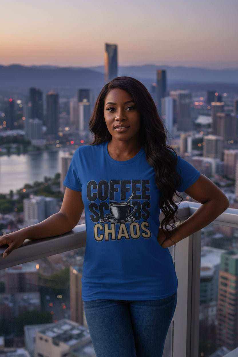 Funny Nurse T-Shirt – “Coffee Scrubs Chaos” Gift for Nurses Birthday or Christmas - WJMAPPAREL.COM