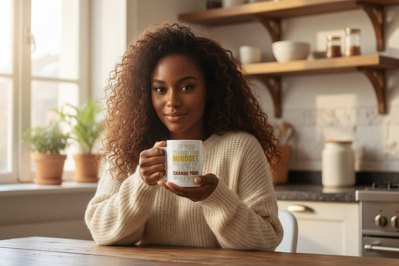 Inspirational Coffee Mug – “Change Your Mindset Change Your Whole World” Motivational Gift - WJMAPPAREL.COM