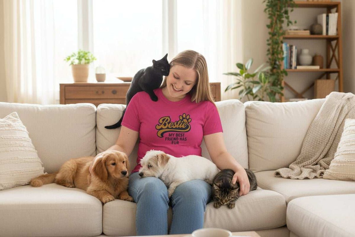 Bestie Fur Friend Cat Mom T-Shirt – Cute Cat Lover Gift - WJMAPPAREL.COM