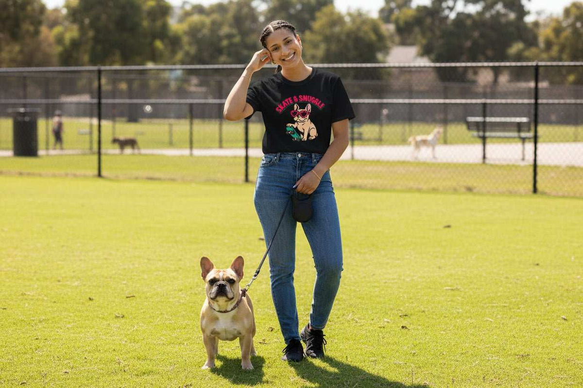 Cute Dog Lover Shirt – Skate and Snuggle Pup T-Shirt for Dog Moms & Skater Girls - WJMAPPAREL.COM