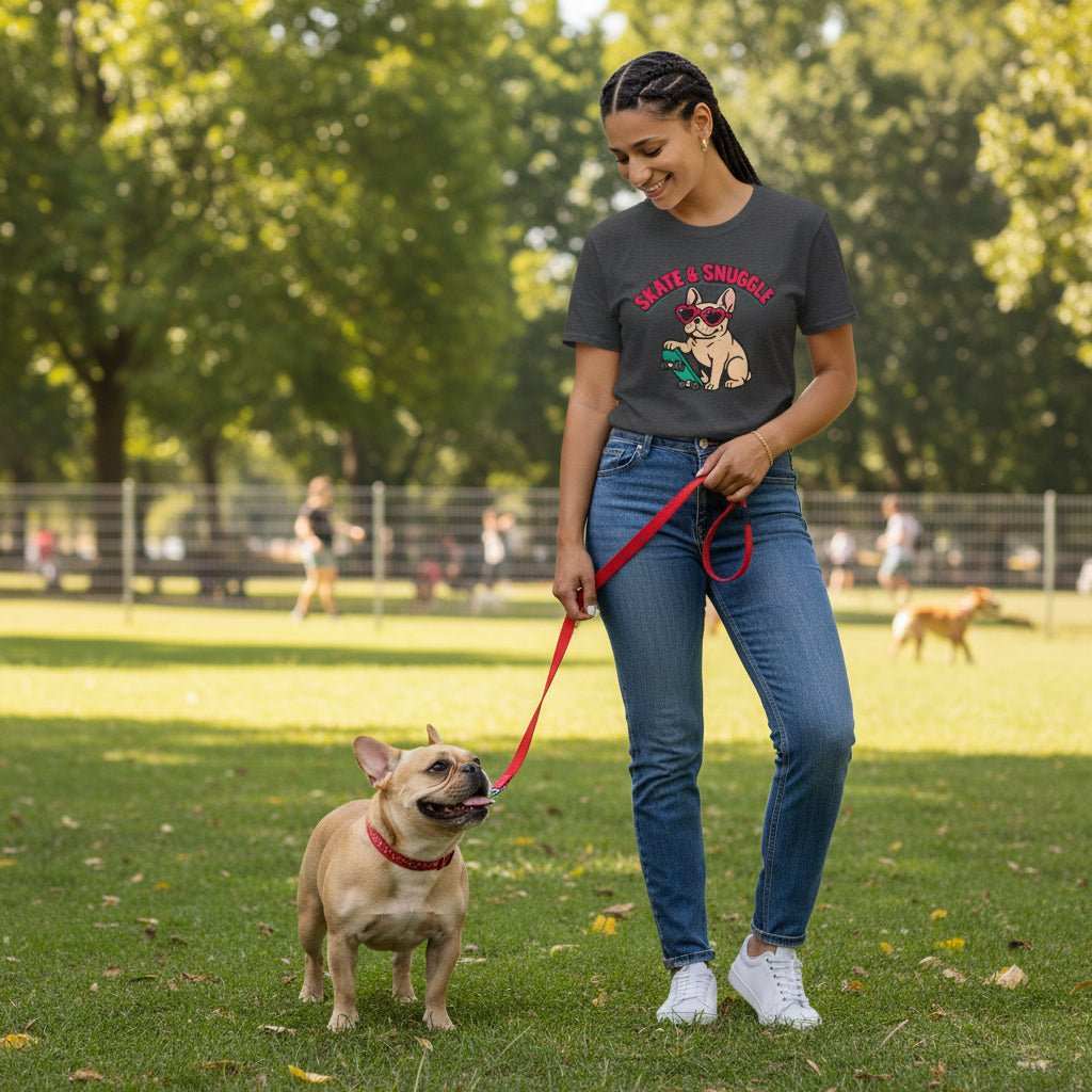 Cute Dog Lover Shirt – Skate and Snuggle Pup T-Shirt for Dog Moms & Skater Girls - WJMAPPAREL.COM