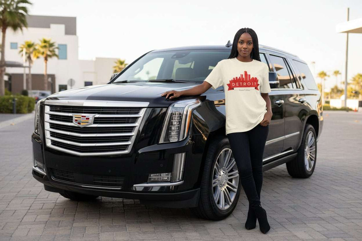 Detroit Skyline T-Shirt — Red Banner City Pride Tee - WJMAPPAREL.COM