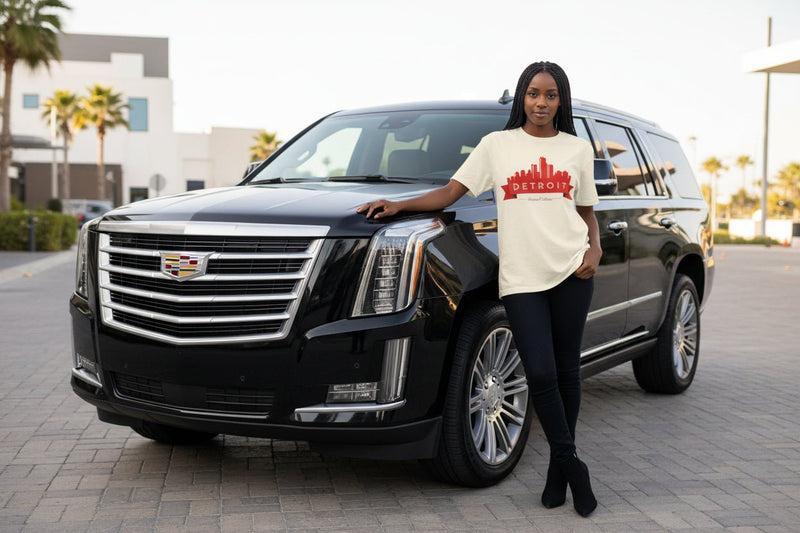 Detroit Skyline T-Shirt — Red Banner City Pride Tee - WJMAPPAREL.COM