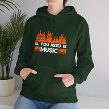 Music hooded sweatshirt features a classic pullover design with a kang