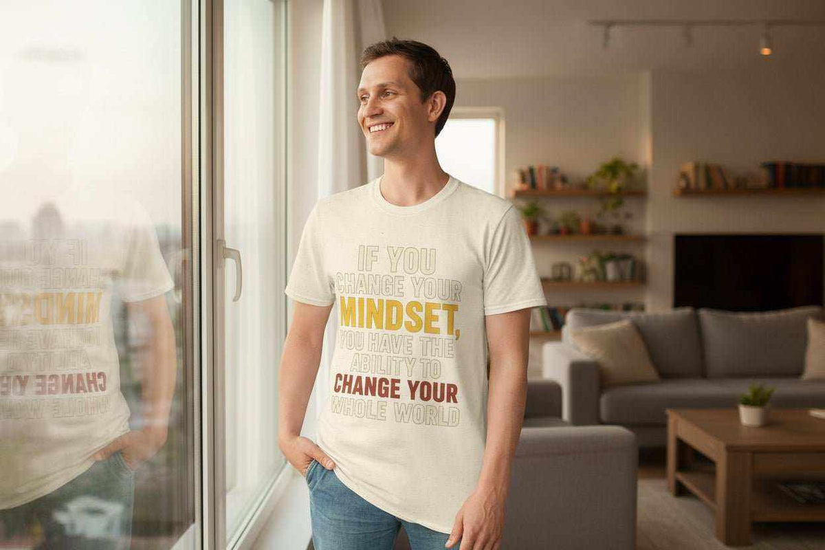 Motivational T-Shirt – “Change Your Mindset Change Your Whole World” Inspirational Gift - WJMAPPAREL.COM