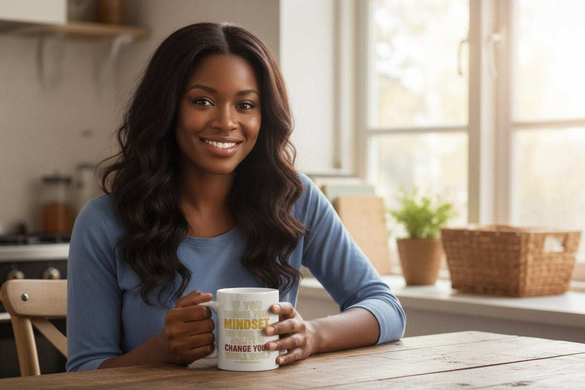 Inspirational Coffee Mug – “Change Your Mindset Change Your Whole World” Motivational Gift - WJMAPPAREL.COM