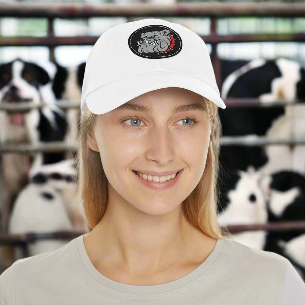 Bulldog Hat with Leather Patch – Dog Lover Adjustable Cap Gift - WJMAPPAREL.COM