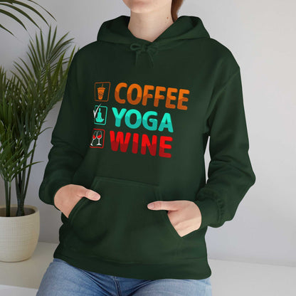 Coffee Yoga Wine Hoodie – Funny Lifestyle Sweatshirt Gift for Women - WJMAPPAREL.COM