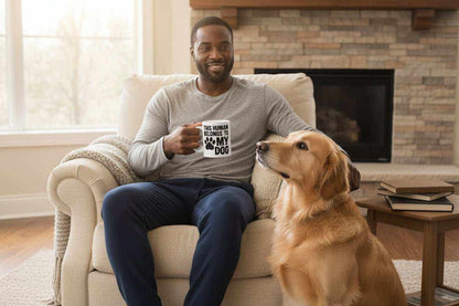 Funny Dog Lover Mug – “This Human Belongs To My Dog” 11oz Ceramic Coffee Gift for Dog Moms & Dog Dads - WJMAPPAREL.COM