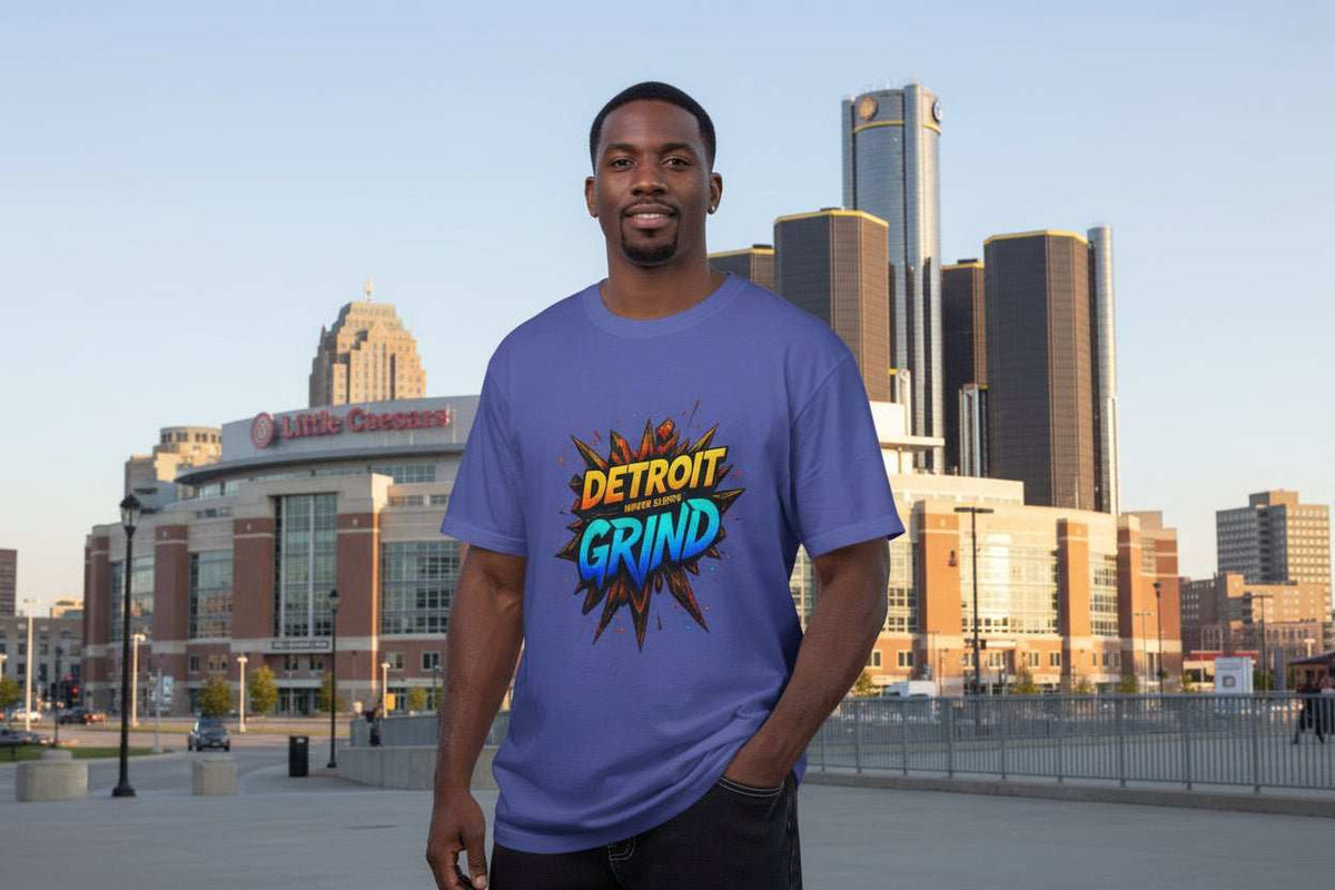 Detroit Grind Graphic T-Shirt – Motivational Hustle Tee Gift for Detroit Fans - WJMAPPAREL.COM