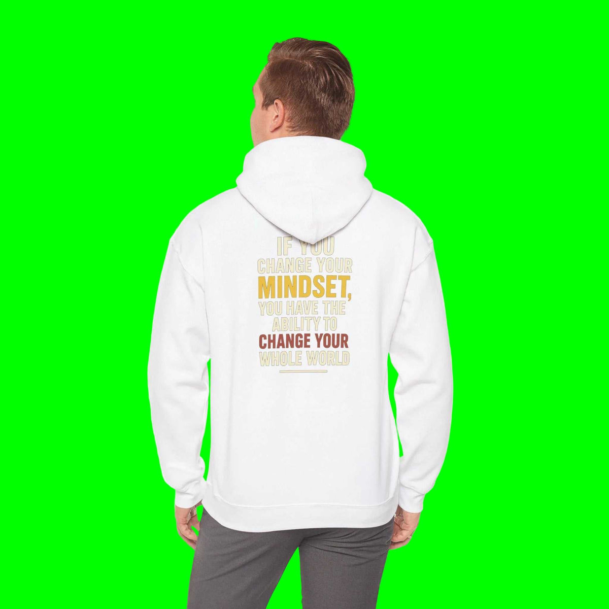 Inspirational Hoodie – “Change Your Mindset Change Your Whole World” Motivational Gift for Him or Her - WJMAPPAREL.COM
