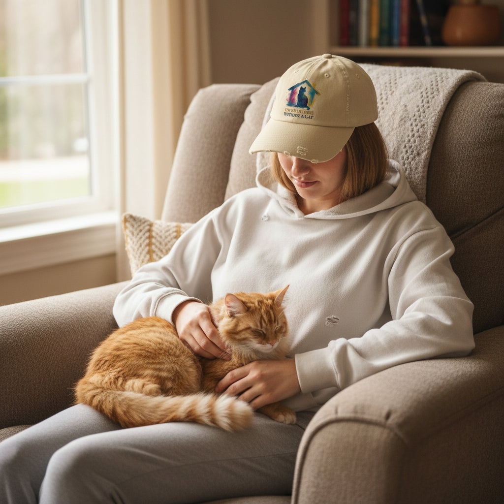 Watercolor Cat Inside House Hat