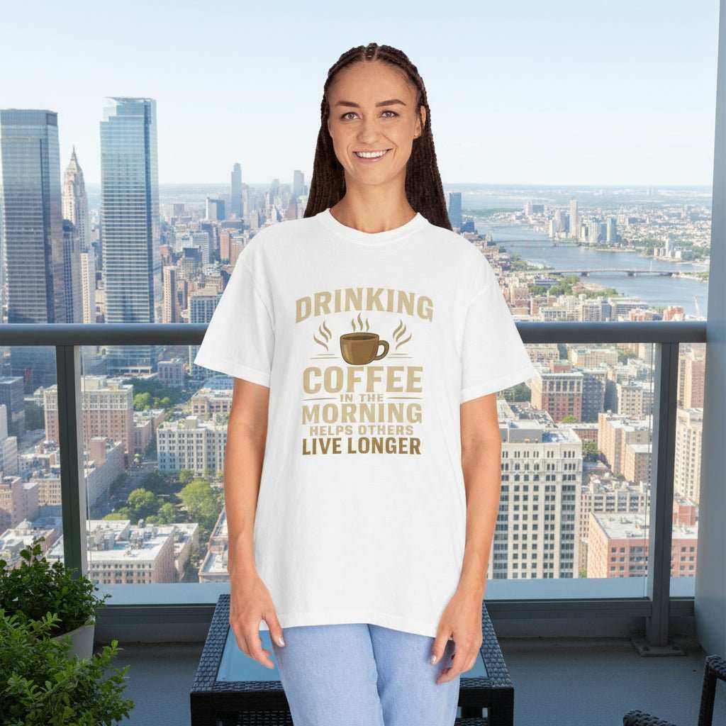 Drinking Coffee Helps Others Live Longer T-Shirt – Funny Coffee Lover Gift Tee - WJMAPPAREL.COM